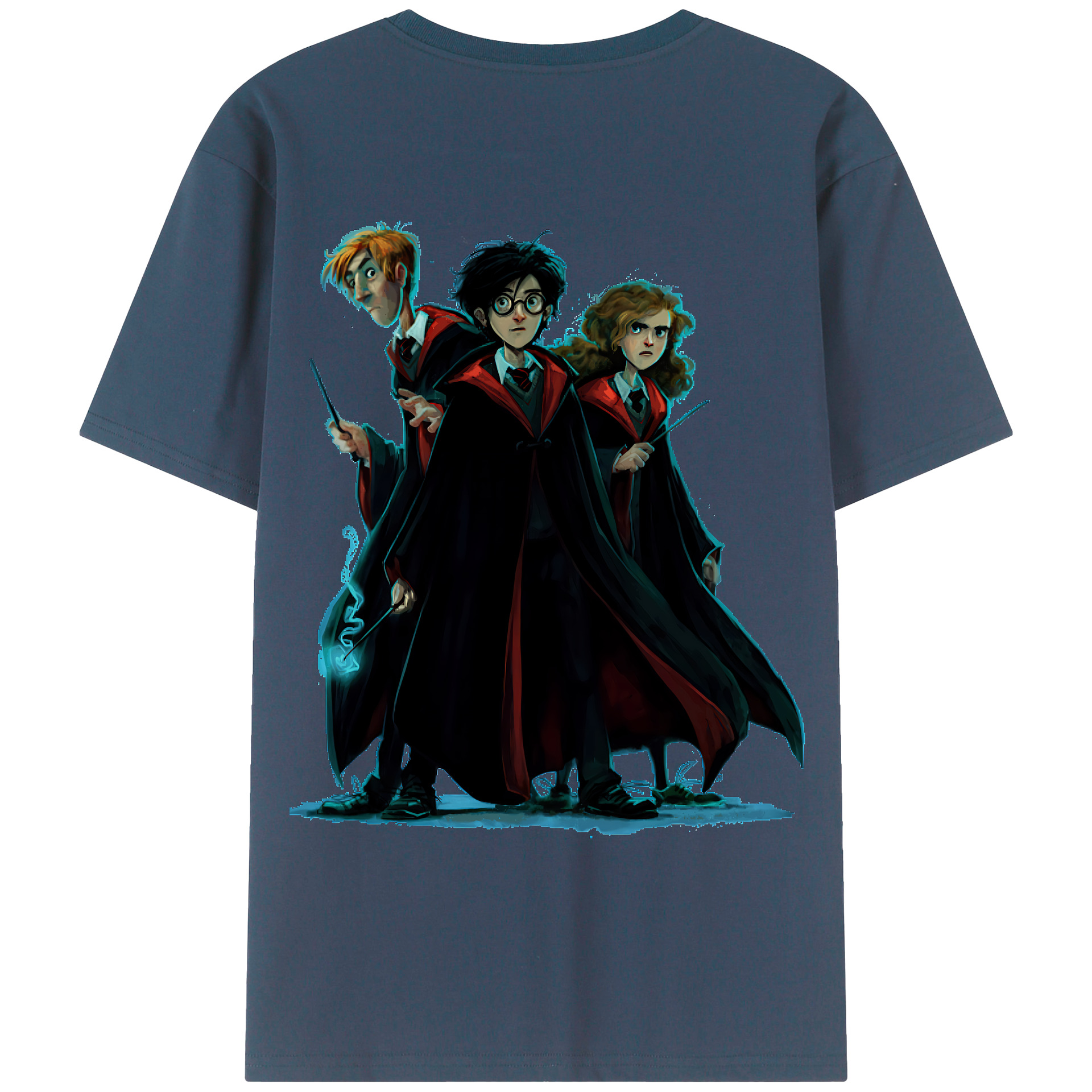 （画像用） Harry Potter ハリー・ポッターシリーズ 綿100％ メンズ半袖Tシャツ（バックプリント） 通気性