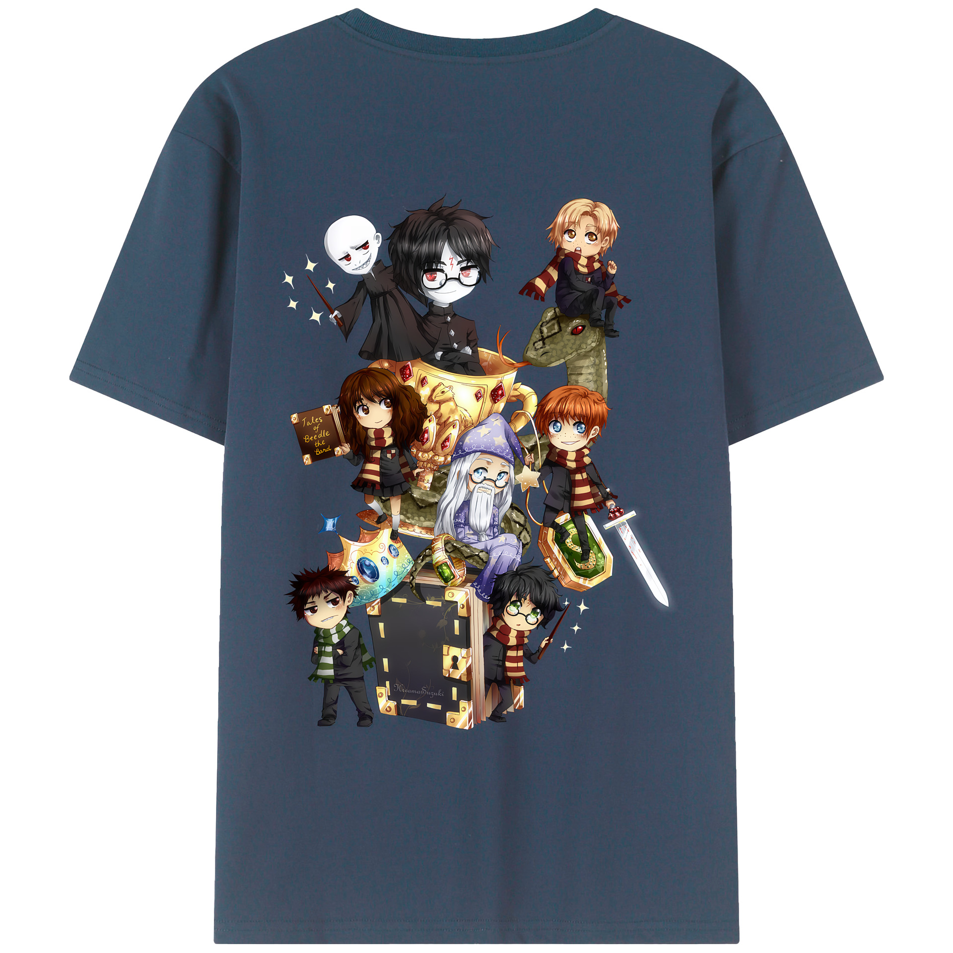 （画像用） Harry Potter ハリー・ポッターシリーズ 綿100％ メンズ半袖Tシャツ（バックプリント） 通気性