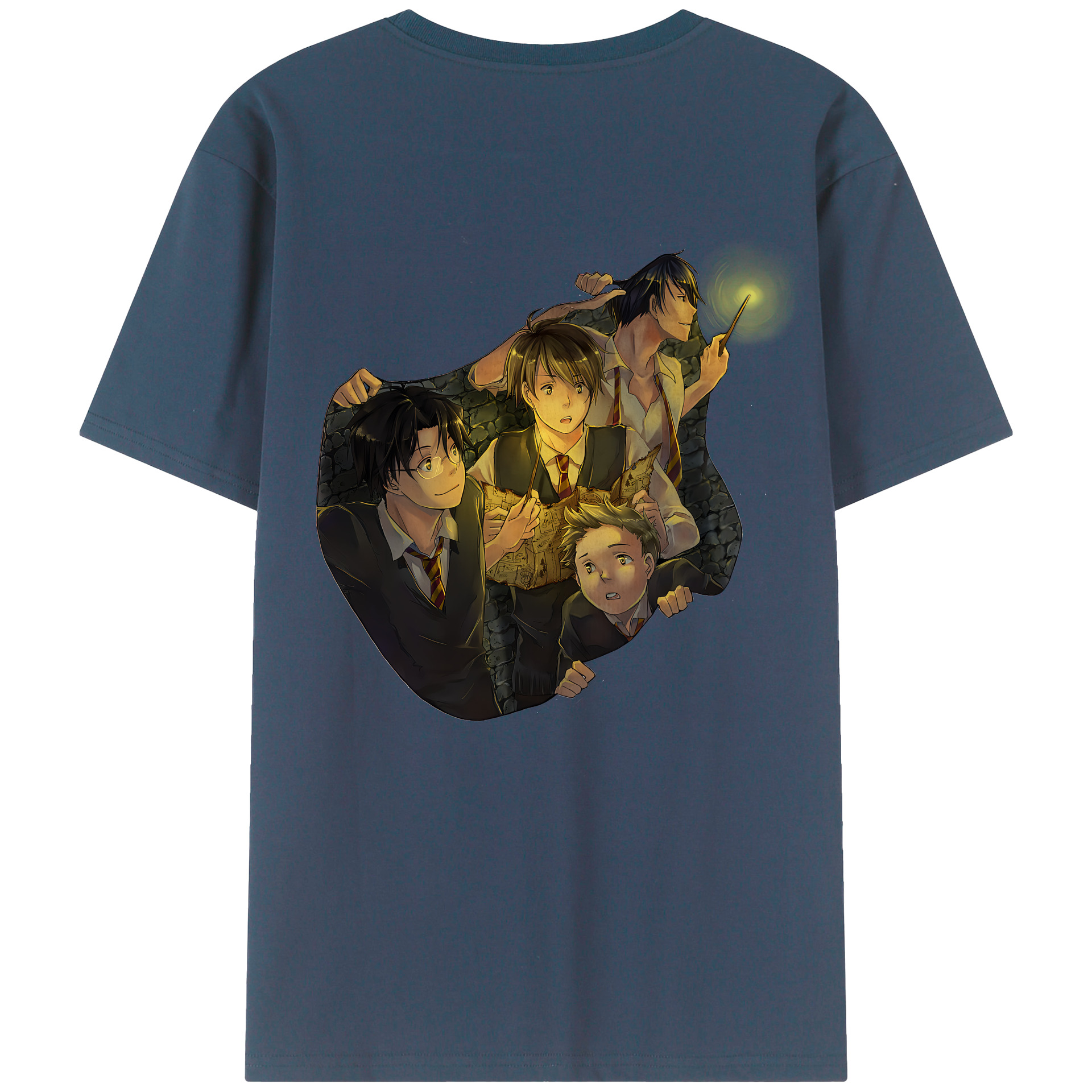 （画像用） Harry Potter ハリー・ポッターシリーズ 綿100％ メンズ半袖Tシャツ（バックプリント） 通気性
