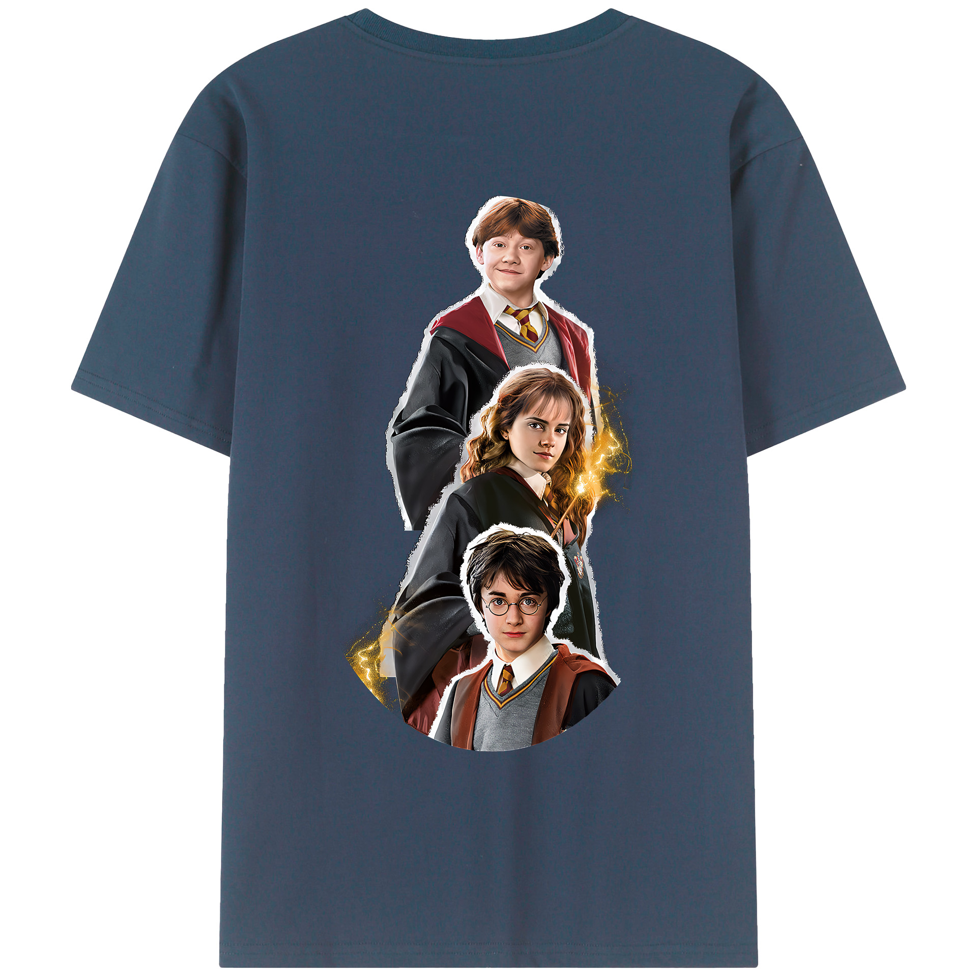 （画像用） Harry Potter ハリー・ポッターシリーズ 綿100％ メンズ半袖Tシャツ（バックプリント） 通気性
