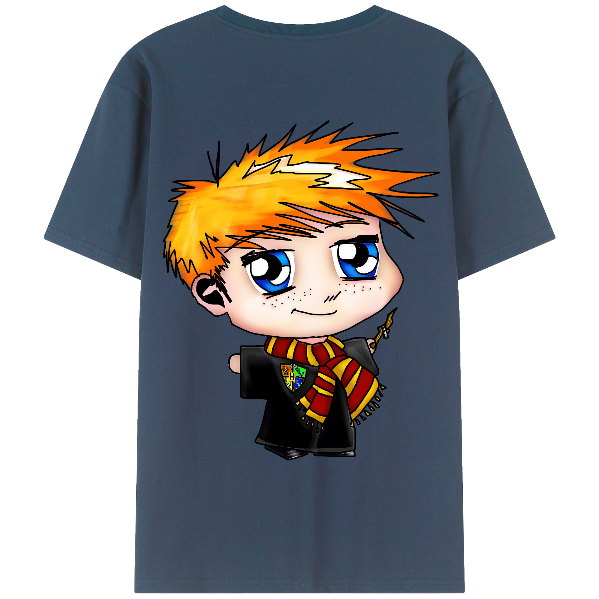 （画像用） Harry Potter ハリー・ポッターシリーズ 綿100％ メンズ半袖Tシャツ（バックプリント） 通気性