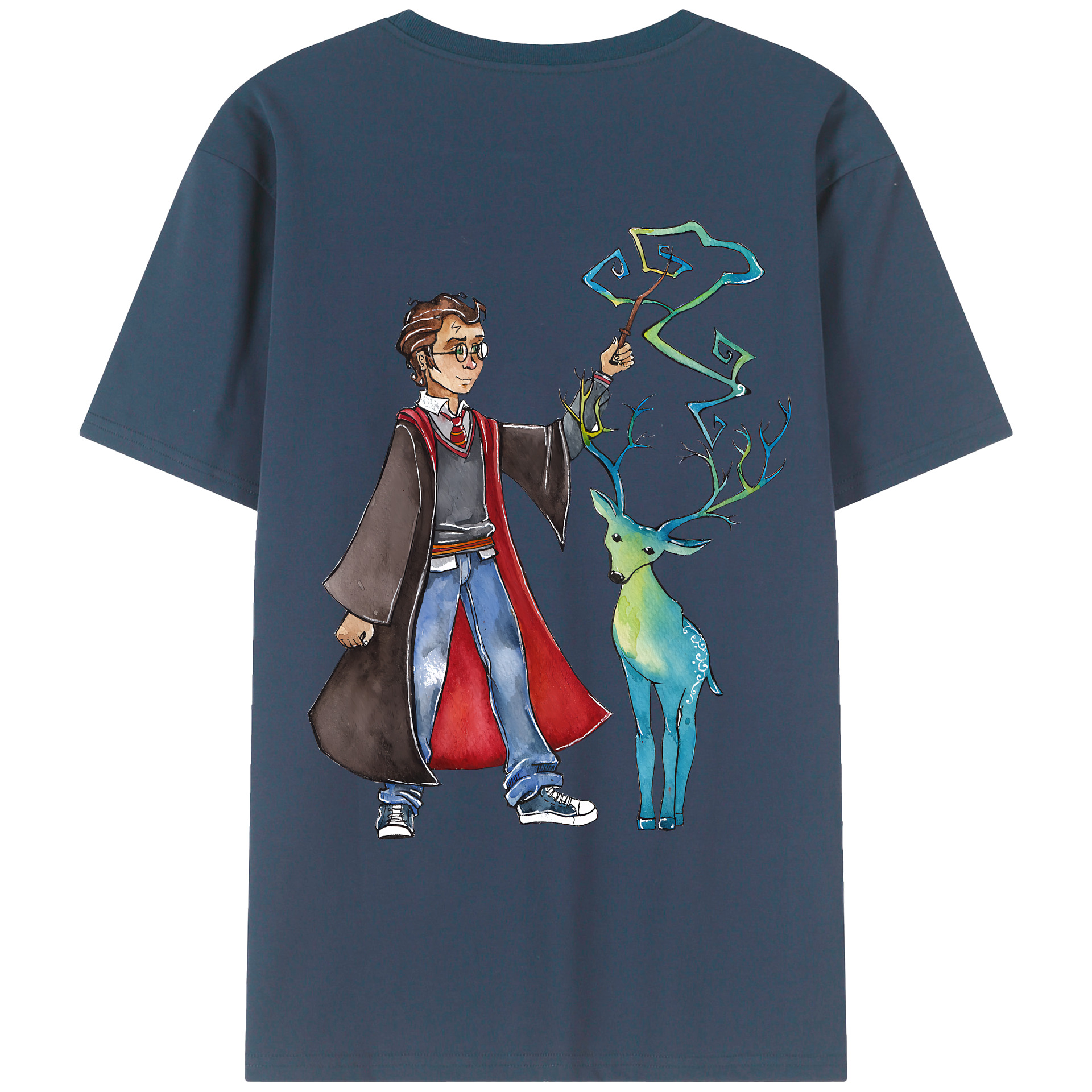 （画像用） Harry Potter ハリー・ポッターシリーズ 綿100％ メンズ半袖Tシャツ（バックプリント） 通気性