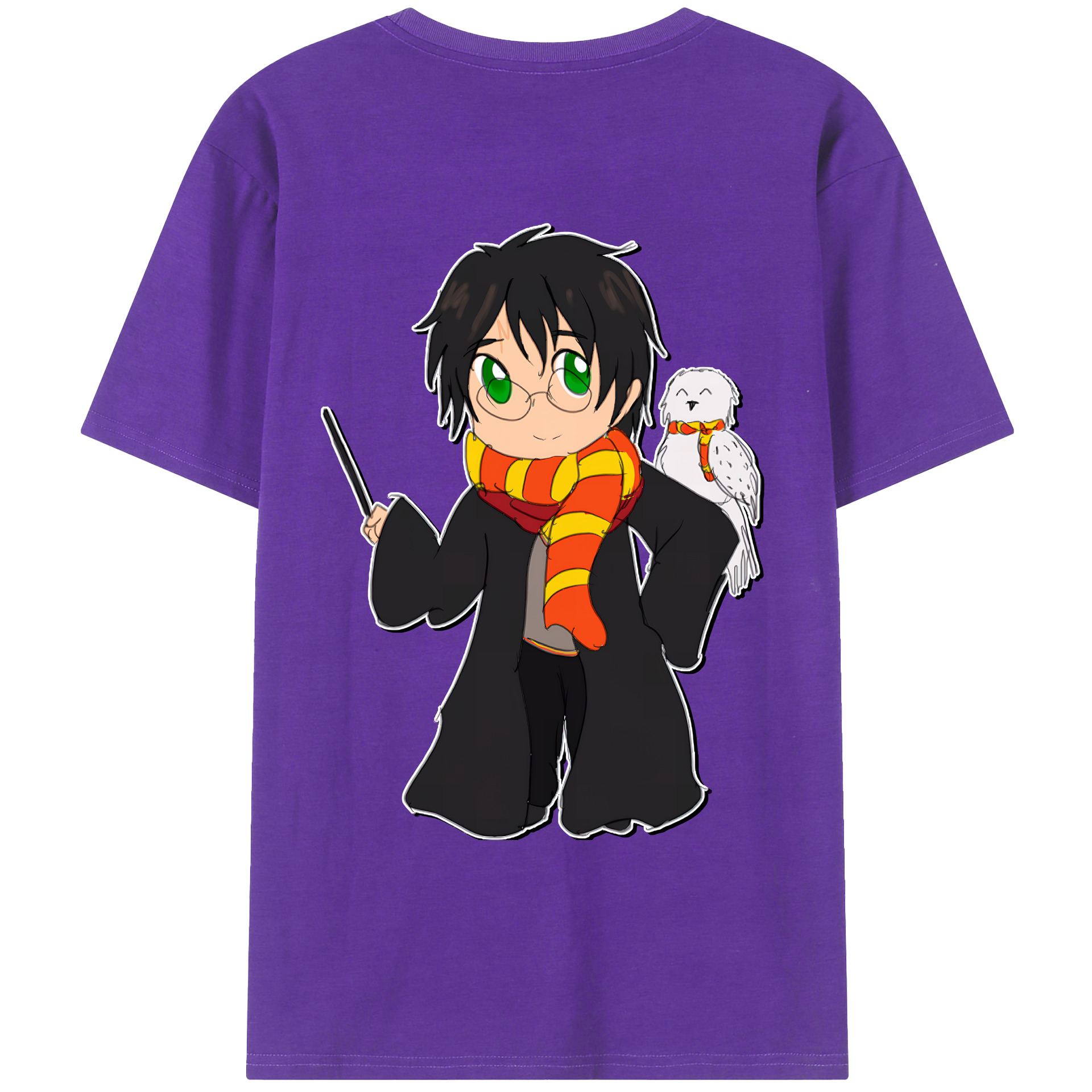 （画像用） Harry Potter ハリー・ポッターシリーズ 綿100％ メンズ半袖Tシャツ（バックプリント） 通気性