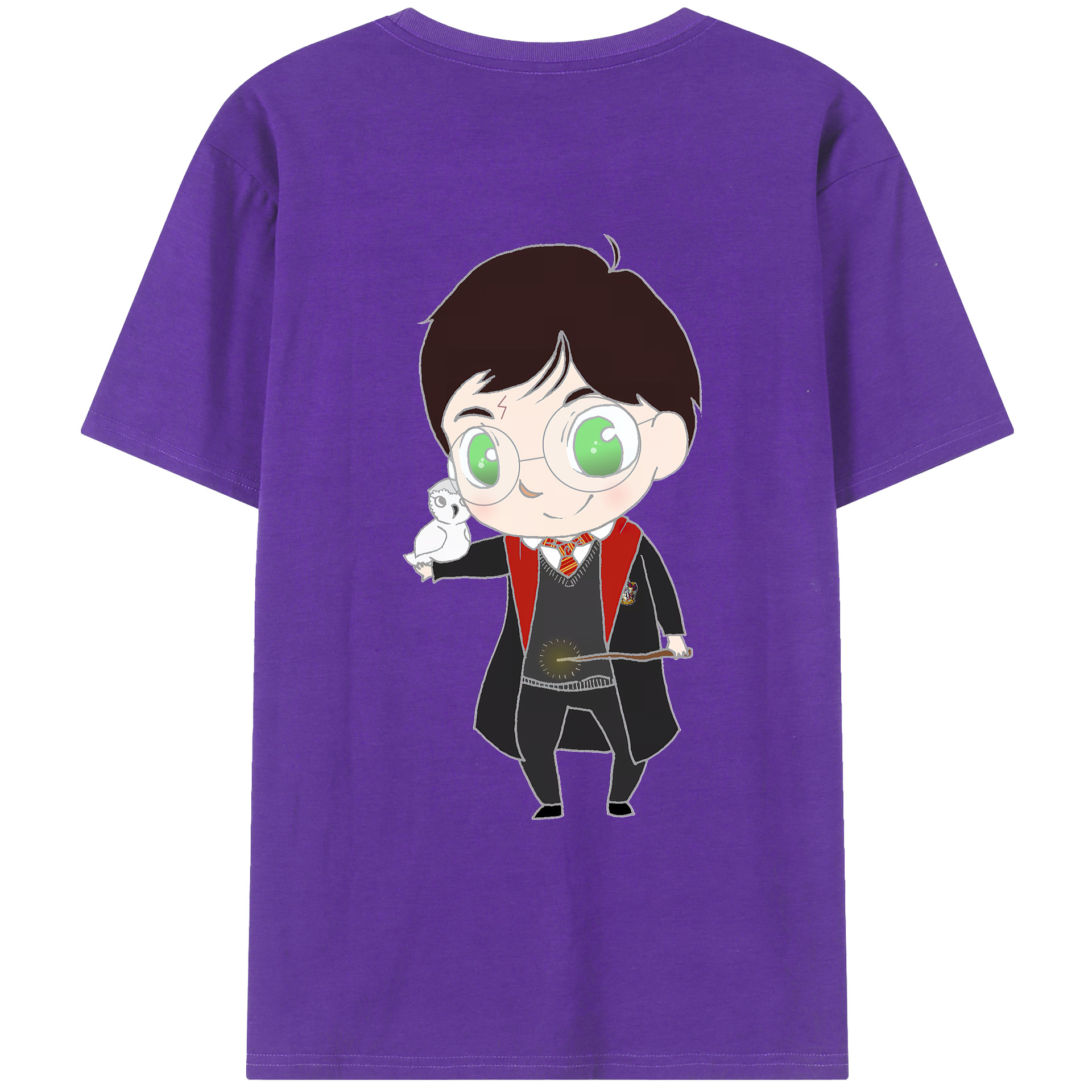 （画像用） Harry Potter ハリー・ポッターシリーズ 綿100％ メンズ半袖Tシャツ（バックプリント） 通気性