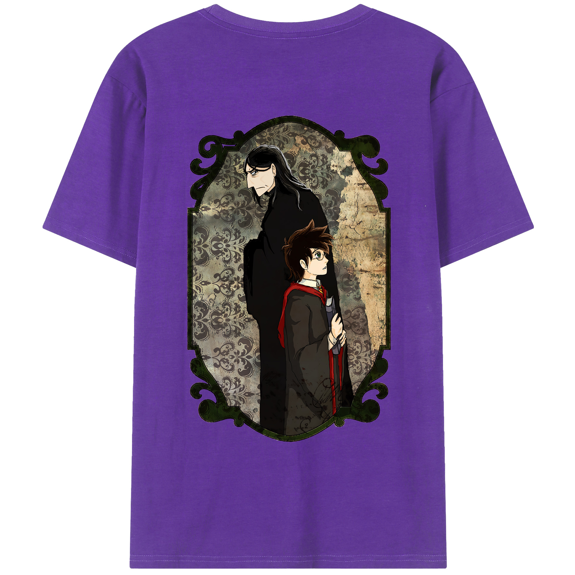 （画像用） Harry Potter ハリー・ポッターシリーズ 綿100％ メンズ半袖Tシャツ（バックプリント） 通気性
