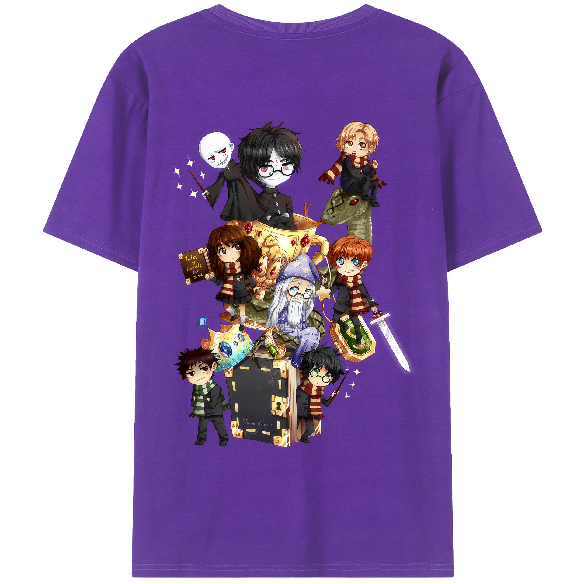 （画像用） Harry Potter ハリー・ポッターシリーズ 綿100％ メンズ半袖Tシャツ（バックプリント） 通気性