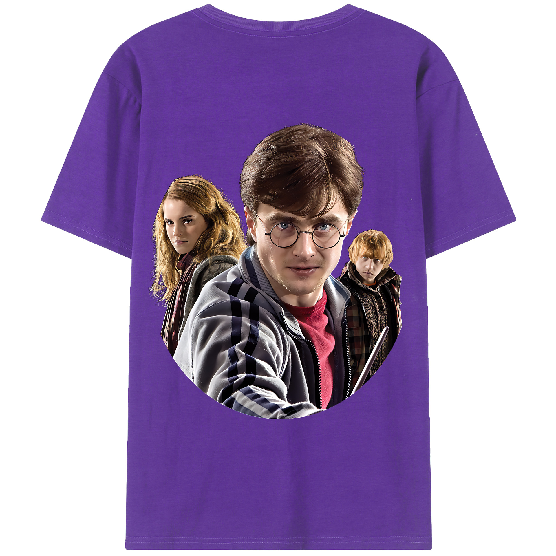（画像用） Harry Potter ハリー・ポッターシリーズ 綿100％ メンズ半袖Tシャツ（バックプリント） 通気性