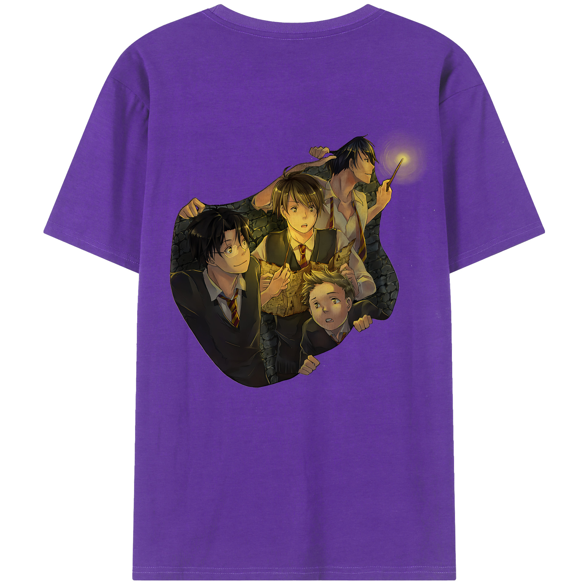 （画像用） Harry Potter ハリー・ポッターシリーズ 綿100％ メンズ半袖Tシャツ（バックプリント） 通気性