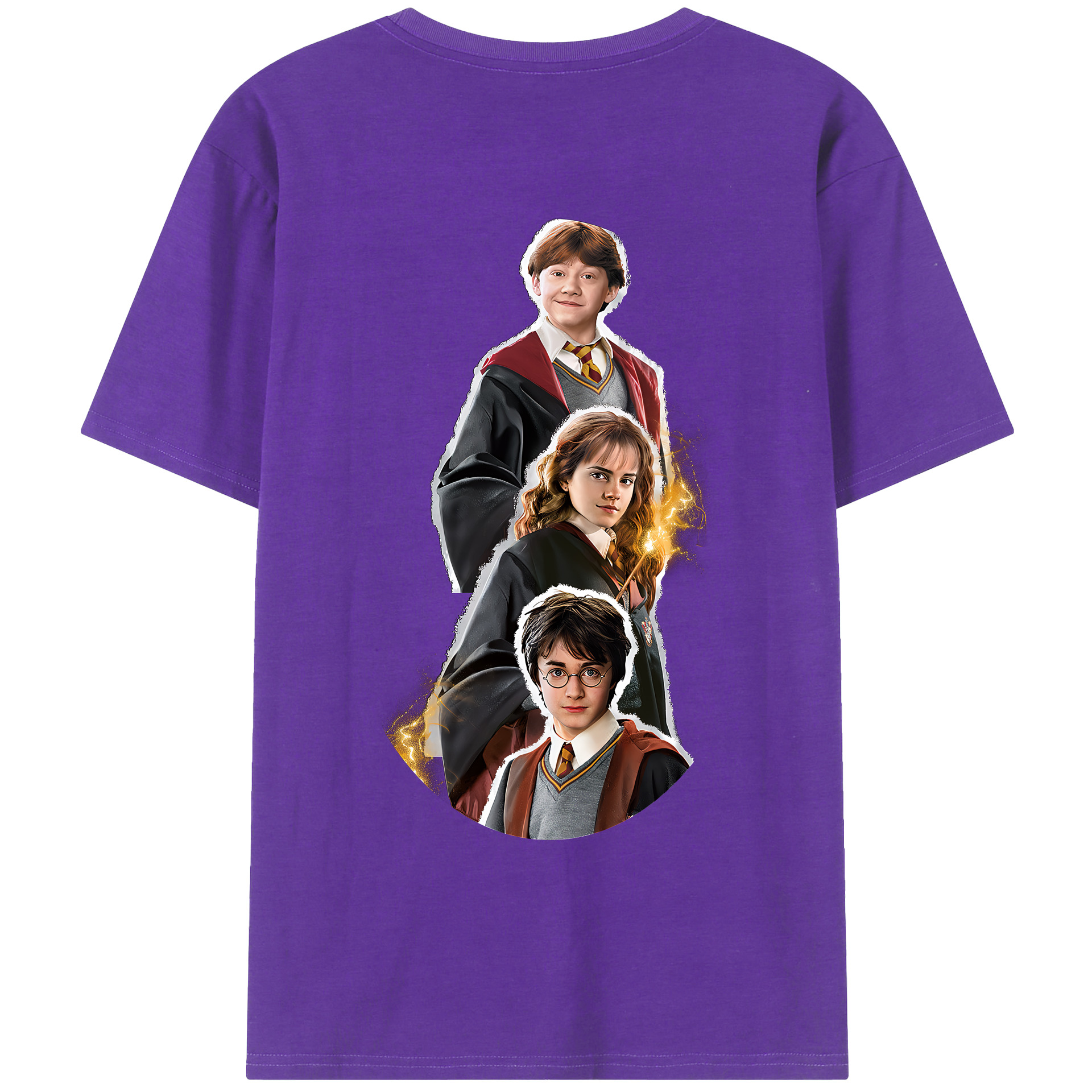 （画像用） Harry Potter ハリー・ポッターシリーズ 綿100％ メンズ半袖Tシャツ（バックプリント） 通気性