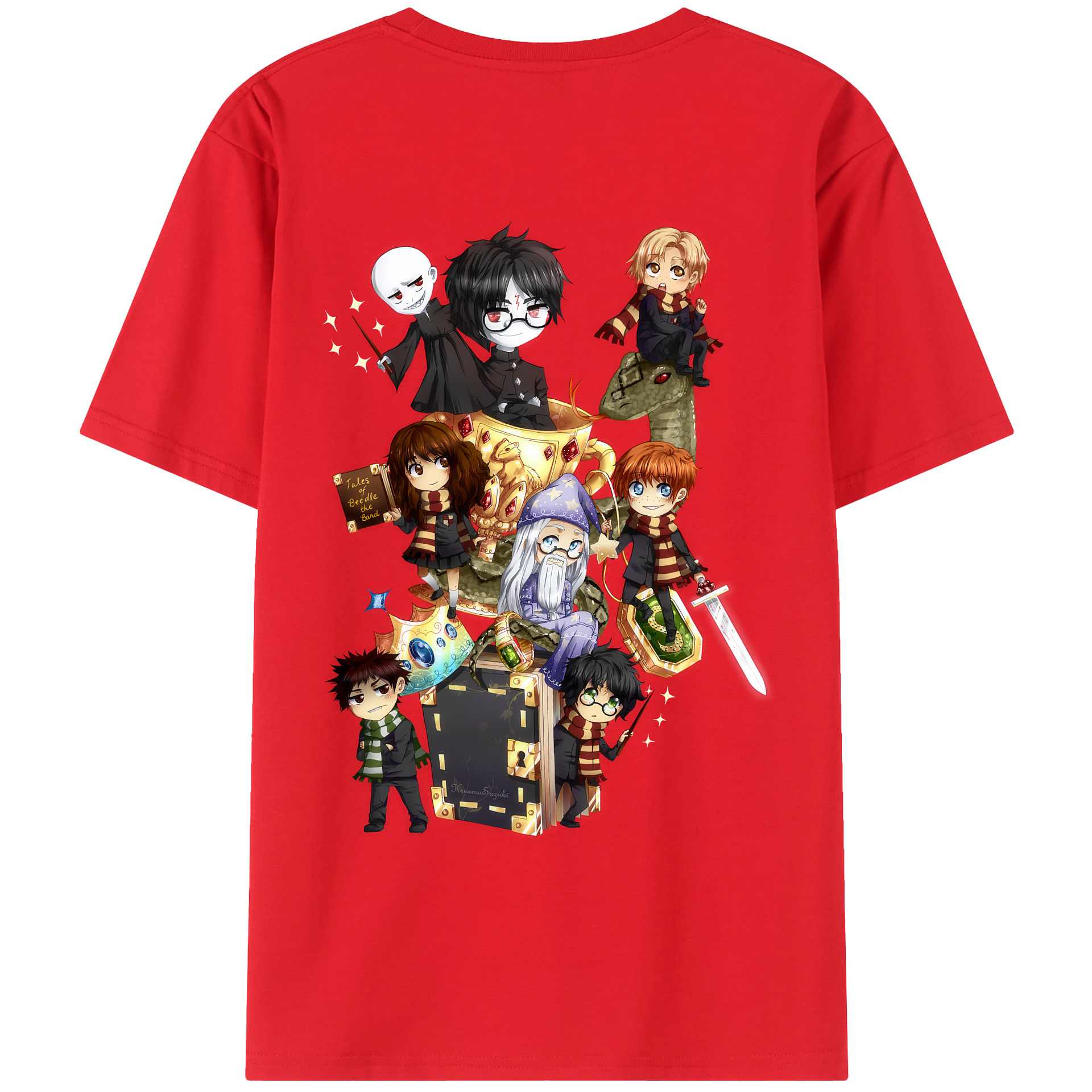 （画像用） Harry Potter ハリー・ポッターシリーズ 綿100％ メンズ半袖Tシャツ（バックプリント） 通気性