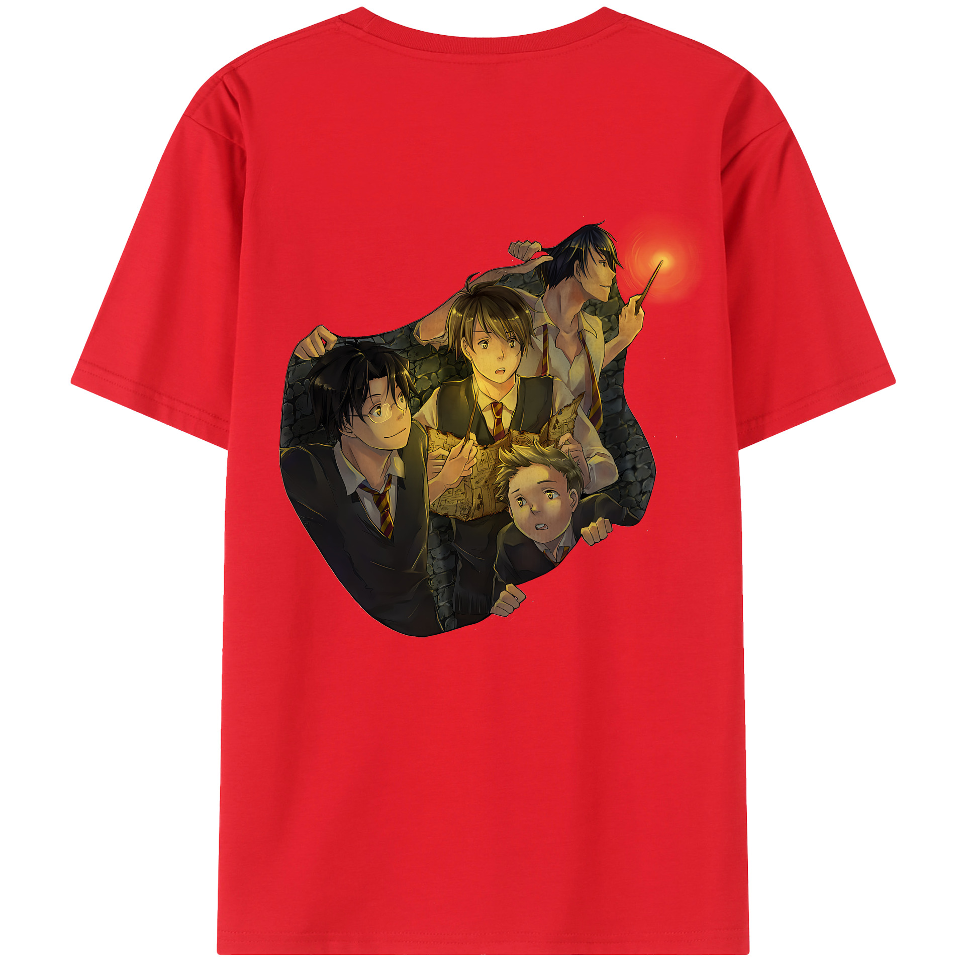 （画像用） Harry Potter ハリー・ポッターシリーズ 綿100％ メンズ半袖Tシャツ（バックプリント） 通気性