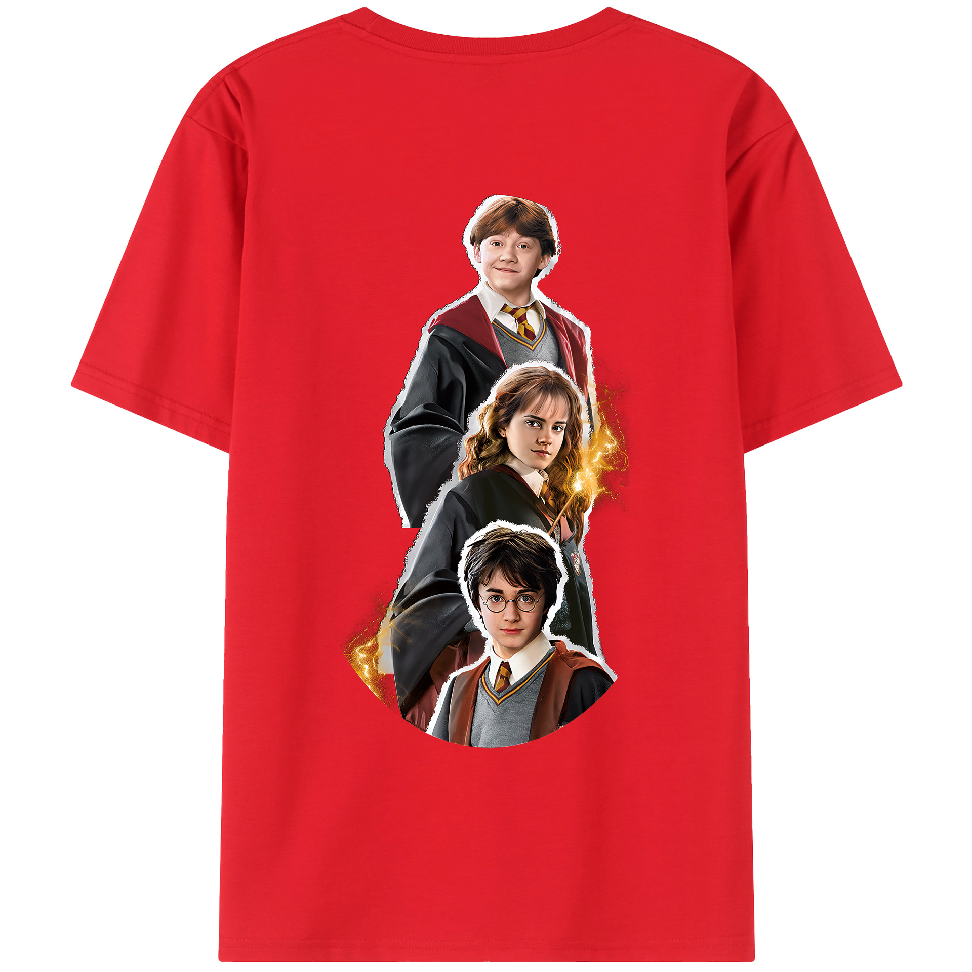（画像用） Harry Potter ハリー・ポッターシリーズ 綿100％ メンズ半袖Tシャツ（バックプリント） 通気性