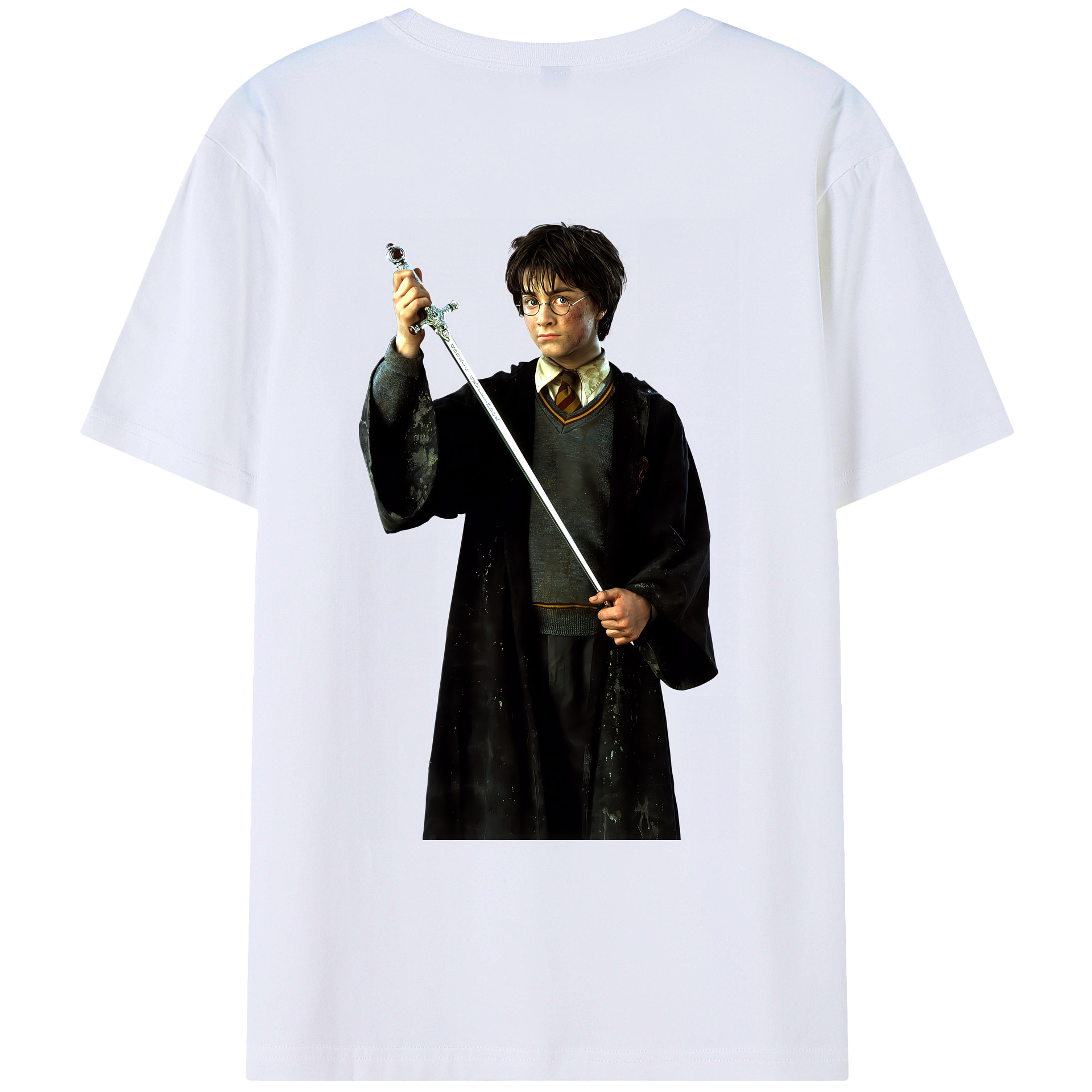 （画像用） Harry Potter ハリー・ポッターシリーズ 綿100％ メンズ半袖Tシャツ（バックプリント） 通気性