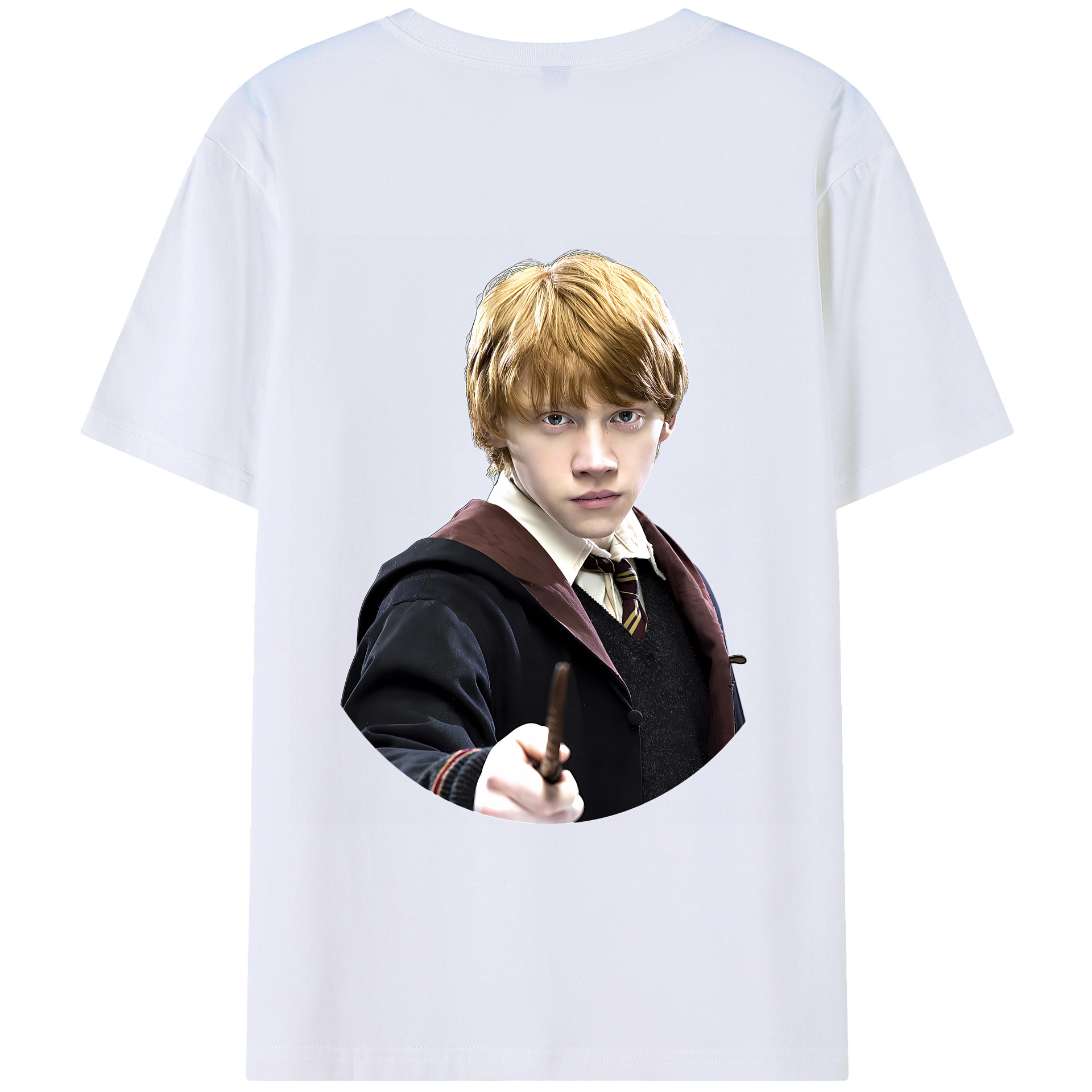 （画像用） Harry Potter ハリー・ポッターシリーズ 綿100％ メンズ半袖Tシャツ（バックプリント） 通気性