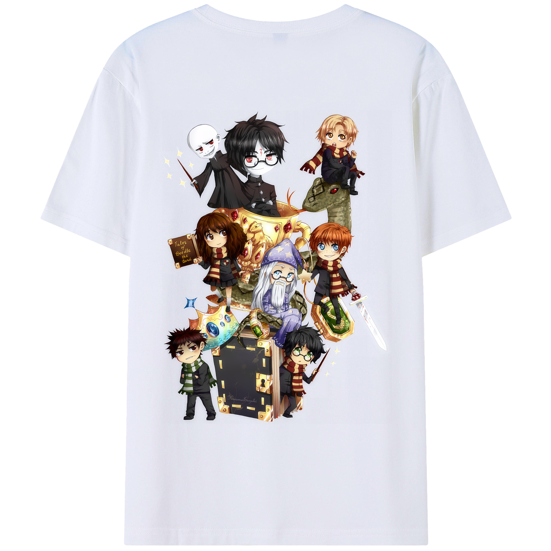 （画像用） Harry Potter ハリー・ポッターシリーズ 綿100％ メンズ半袖Tシャツ（バックプリント） 通気性