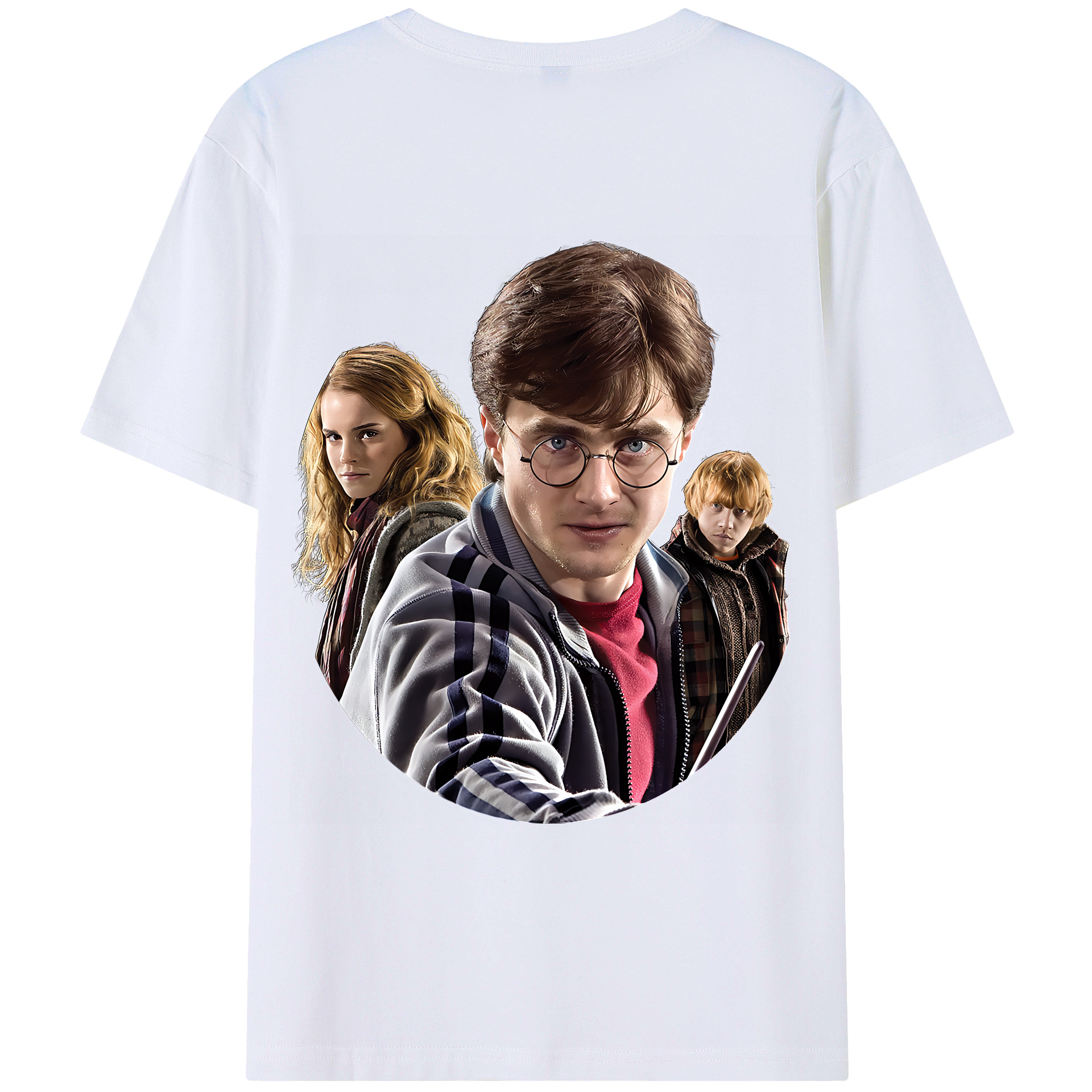 （画像用） Harry Potter ハリー・ポッターシリーズ 綿100％ メンズ半袖Tシャツ（バックプリント） 通気性