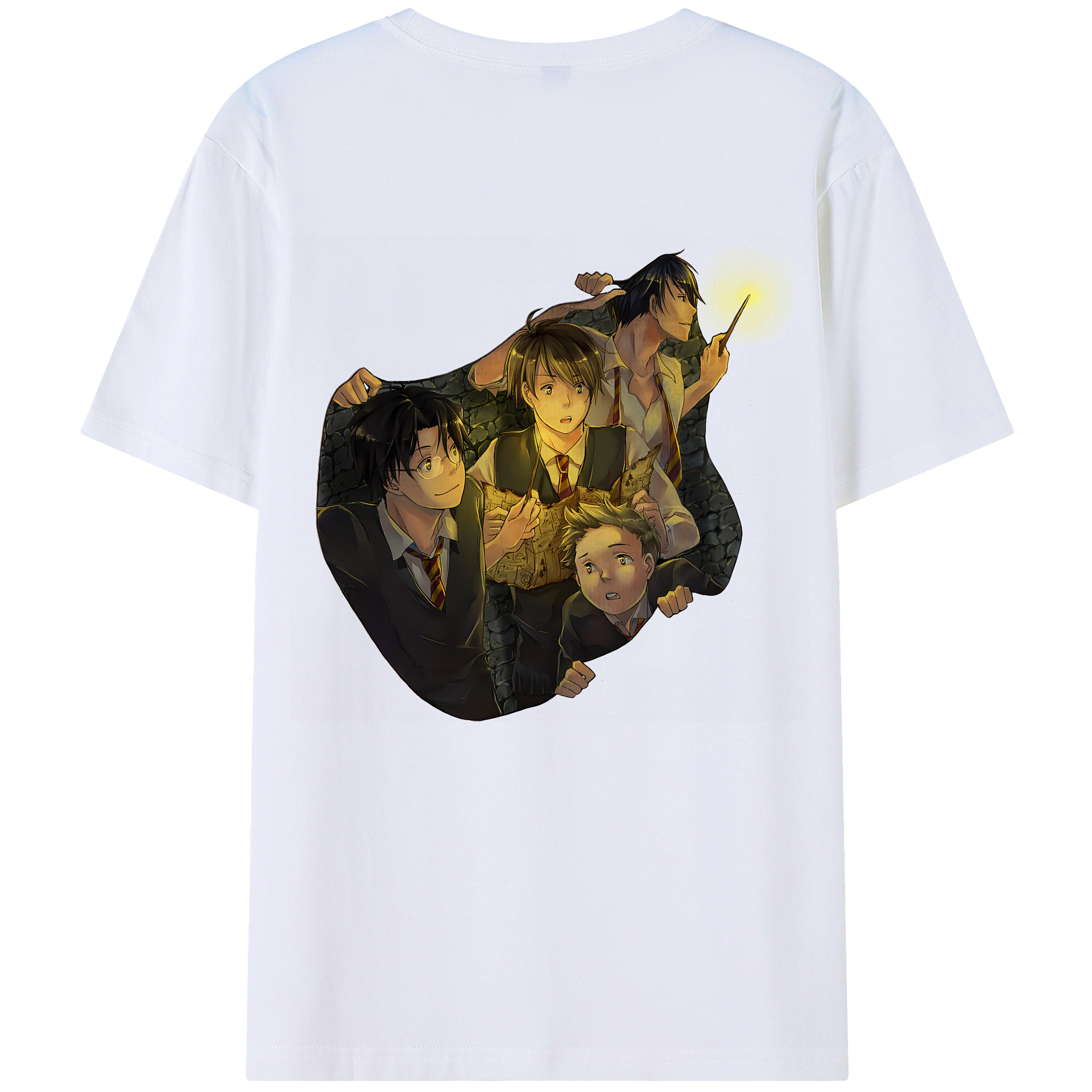 （画像用） Harry Potter ハリー・ポッターシリーズ 綿100％ メンズ半袖Tシャツ（バックプリント） 通気性
