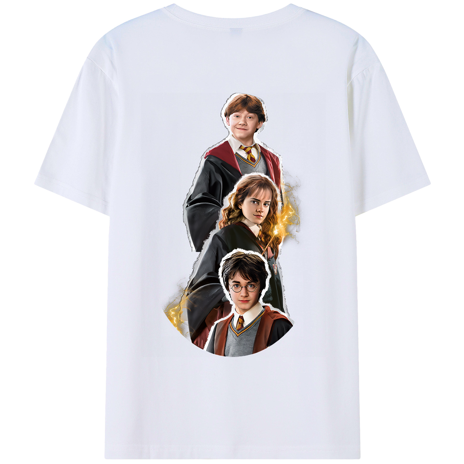 （画像用） Harry Potter ハリー・ポッターシリーズ 綿100％ メンズ半袖Tシャツ（バックプリント） 通気性