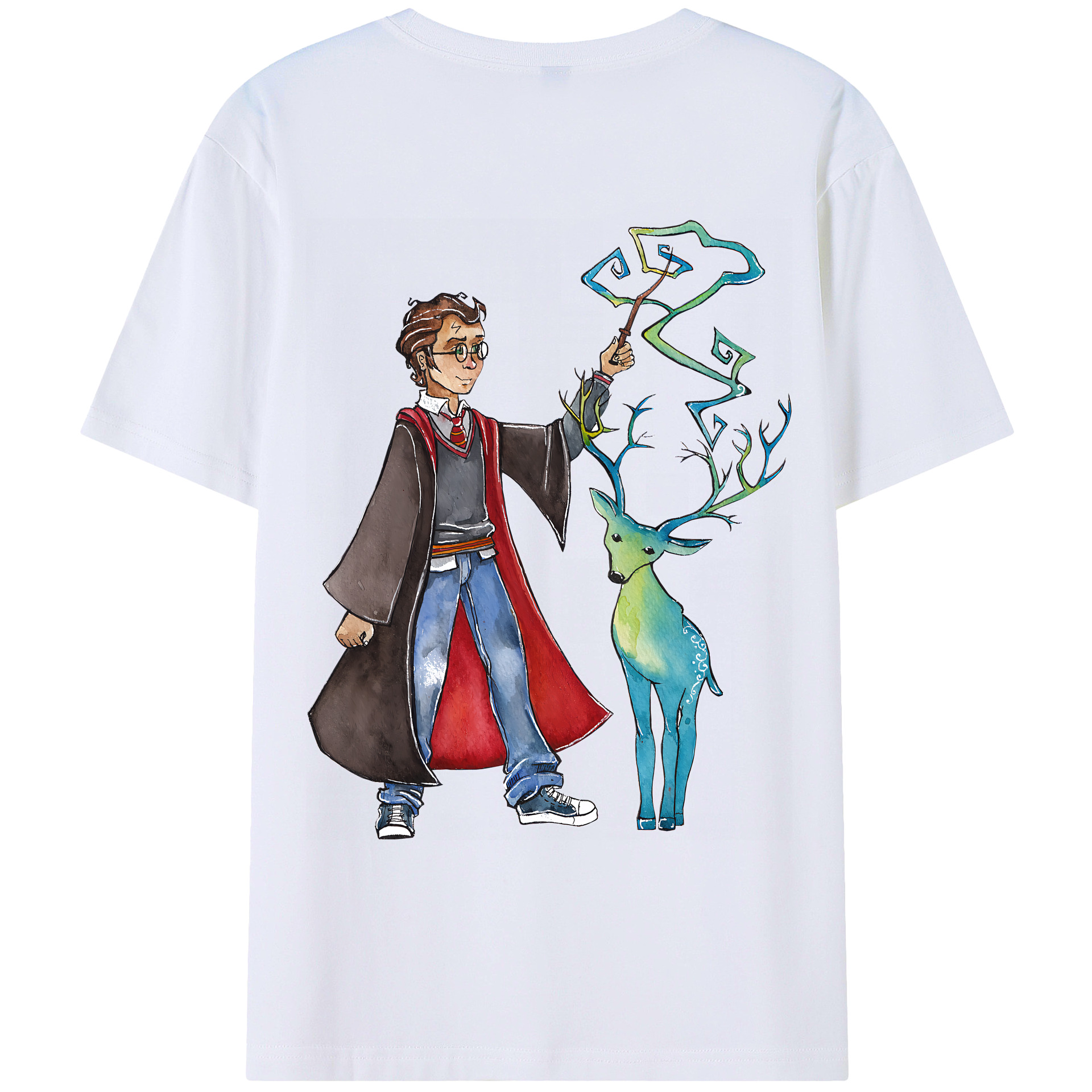 （画像用） Harry Potter ハリー・ポッターシリーズ 綿100％ メンズ半袖Tシャツ（バックプリント） 通気性